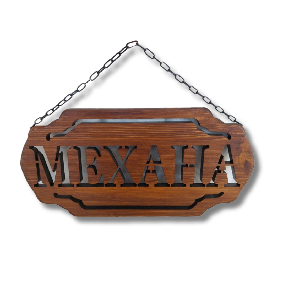 Дървена табела „Механа“ – 48 × 24 см