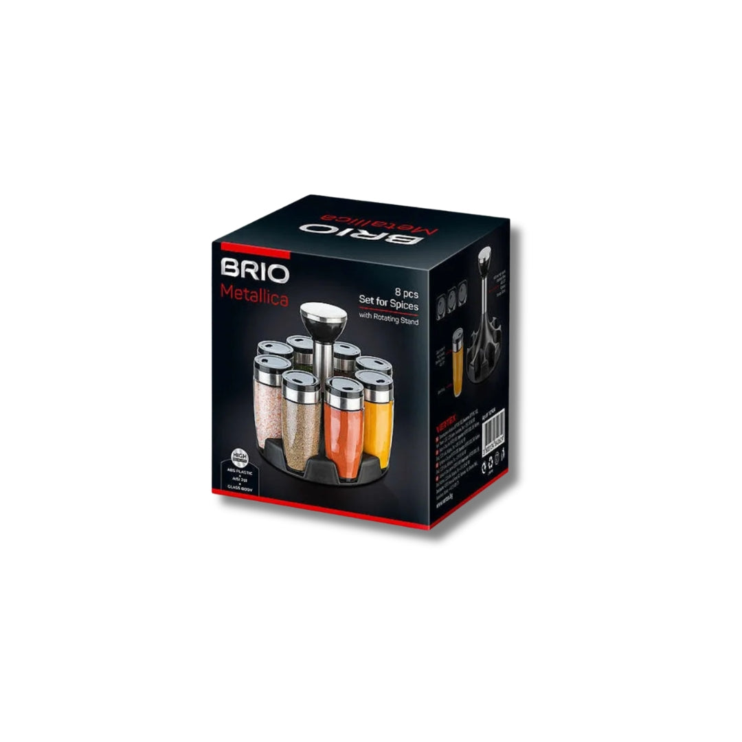 BRIO Metallica - Комплект за подправки - 8 бр. на въртяща стойка, 90 мл
