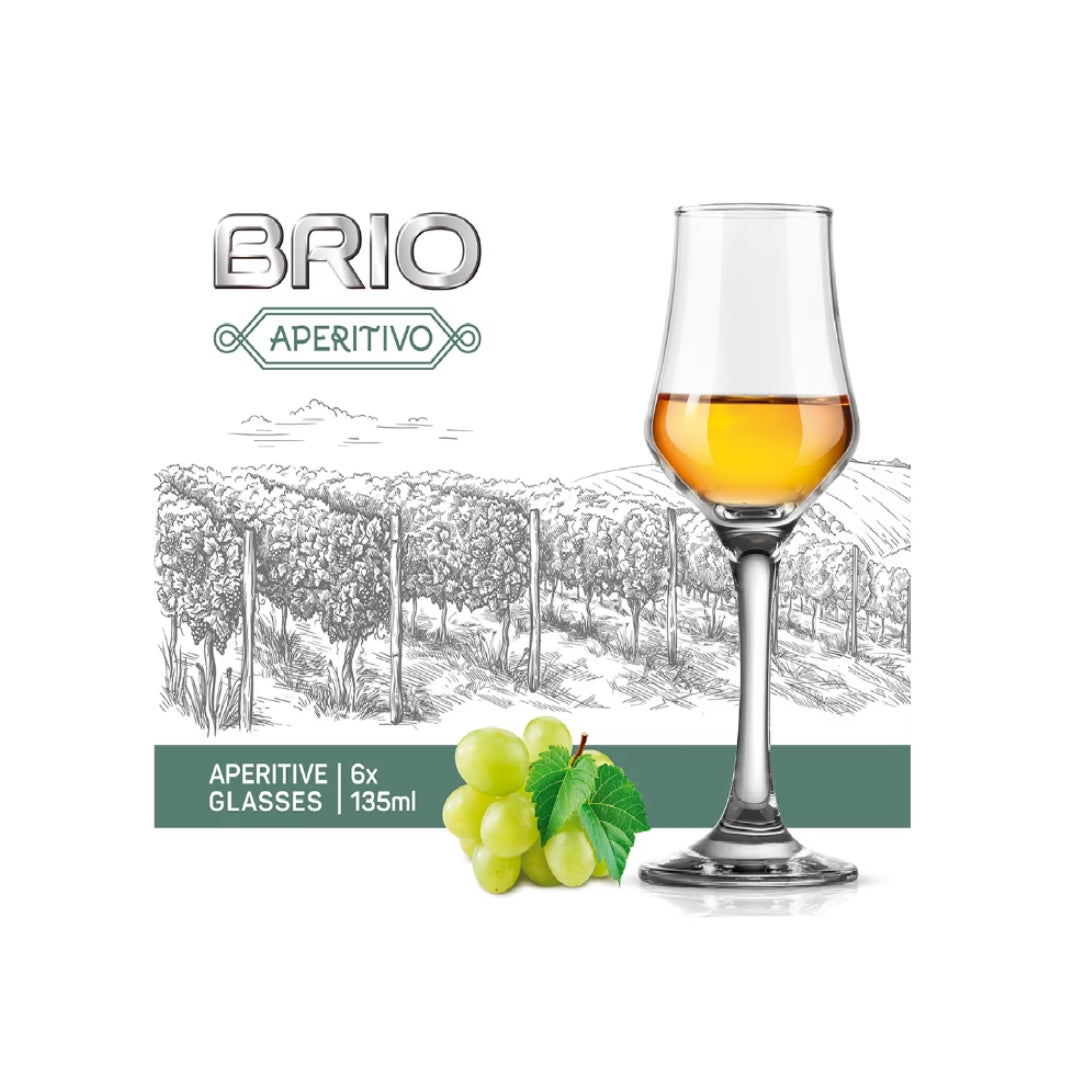 BRIO Aperitivo - Комплект чаши за ракия 135 мл, 6 бр.