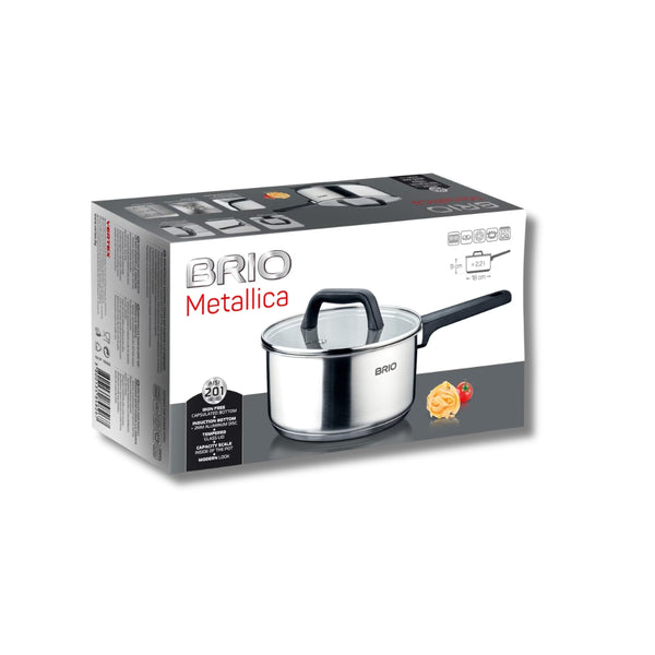 Brio Metallica – Касерола от неръждаема стомана с капак, Ø18 см, 2,2 л
