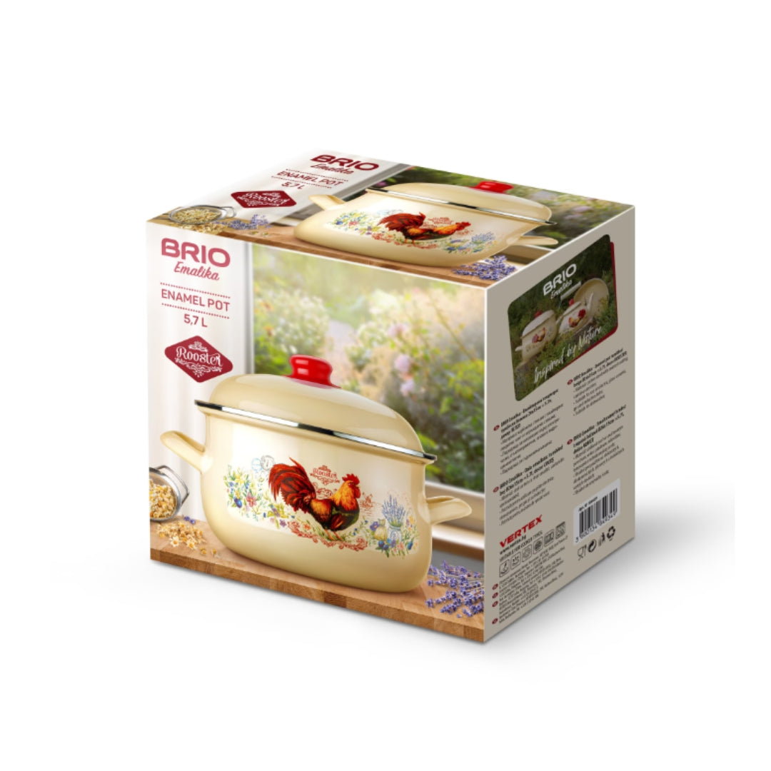 Brio Emalika – Емайлирана тенджера с декор, Ø26 см, 5,7 л