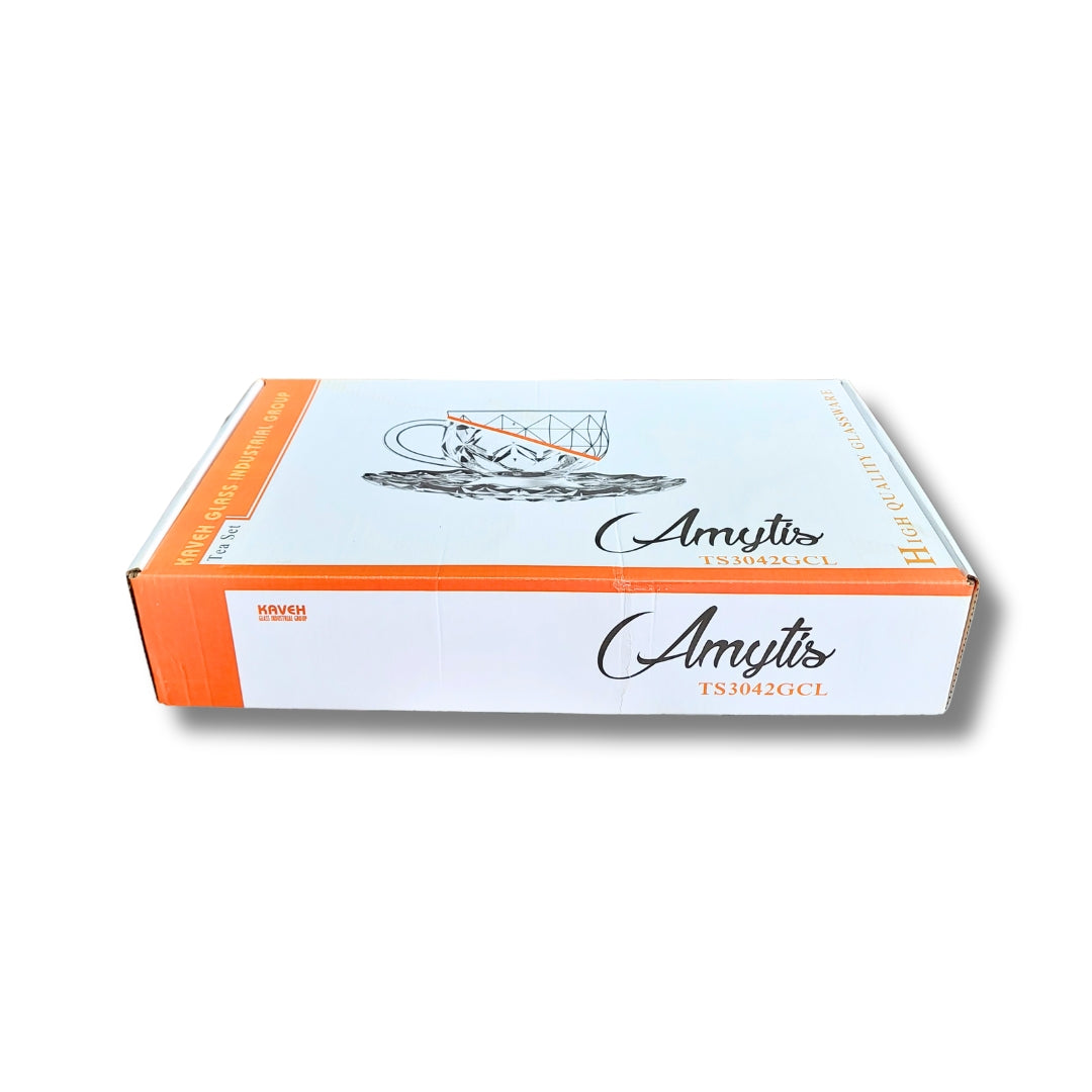 Стъклен сервиз за чай/кафе „Amytis“ – 6 чаши с 6 чинийки