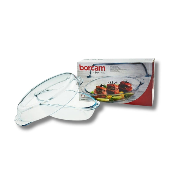 Borcam - Овална стъклена тенджера с капак 2,85л.