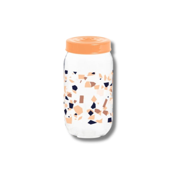 Декориран стъклен буркан Terrazzo 1000 мл с капак
