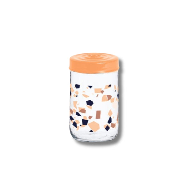 Декориран стъклен буркан Terrazzo 660 мл с капак