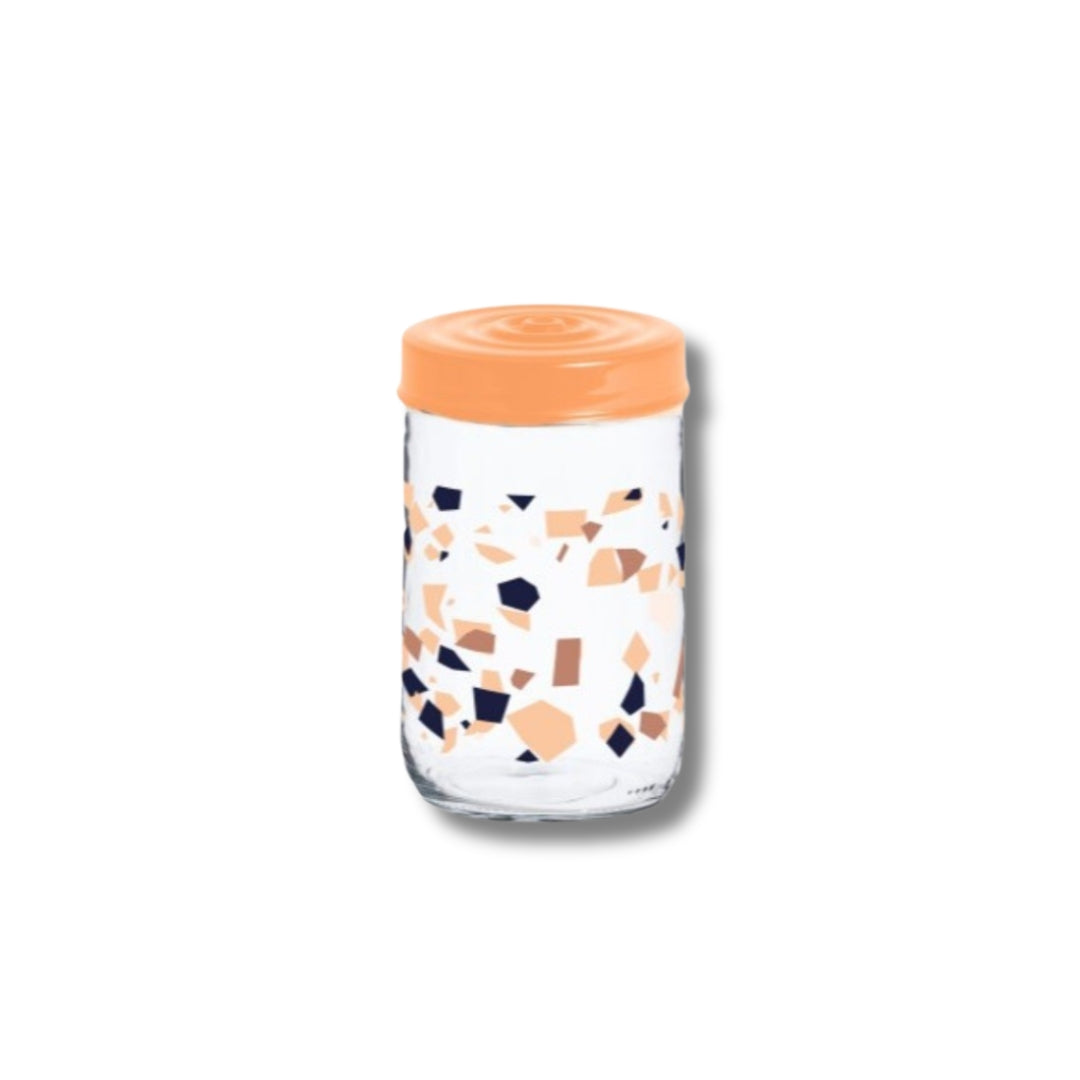 Декориран стъклен буркан Terrazzo 660 мл с капак
