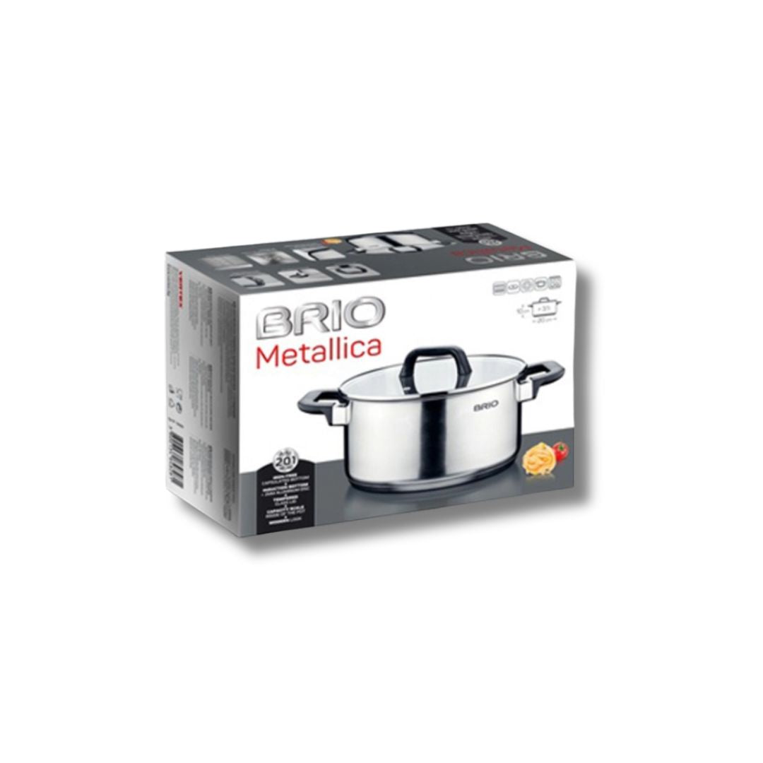 Brio Metallica – Тенджера от неръждаема стомана с капак (3.1 л. - 5.3 л.)