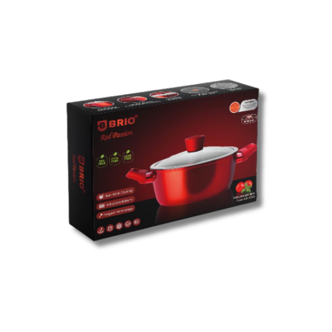 Brio Red Passion – Тенджера с незалепващо покритие, Ø24 x 10 см